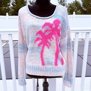 Anthropologie Palm Tree Boat-Neck Sweater Size Small